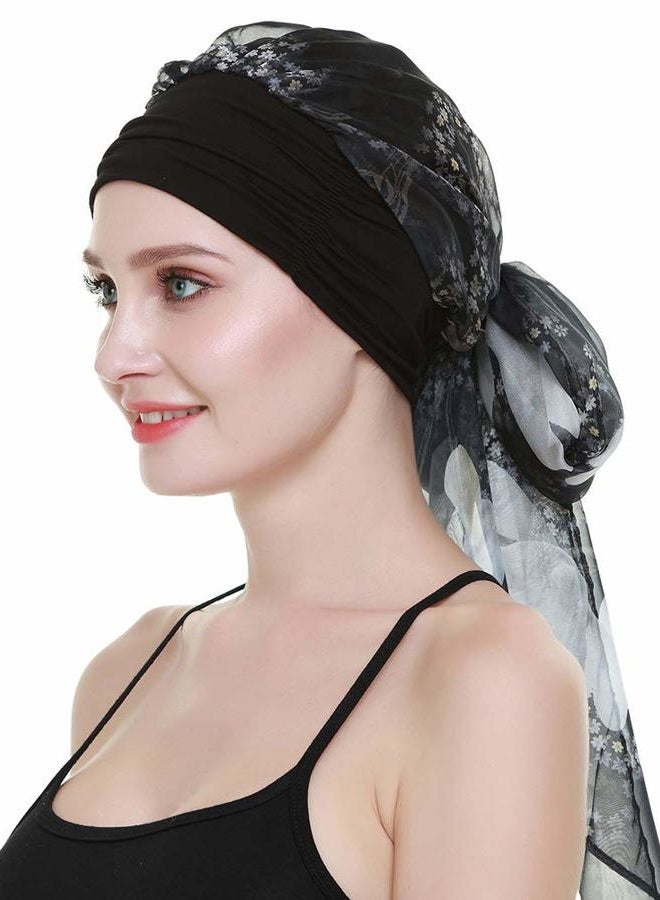 FocusCare Chemo Headwear Turbans for Women Long Hair Head Scarf Headwraps Cancer Hats, Flower Star, One size - Image 2