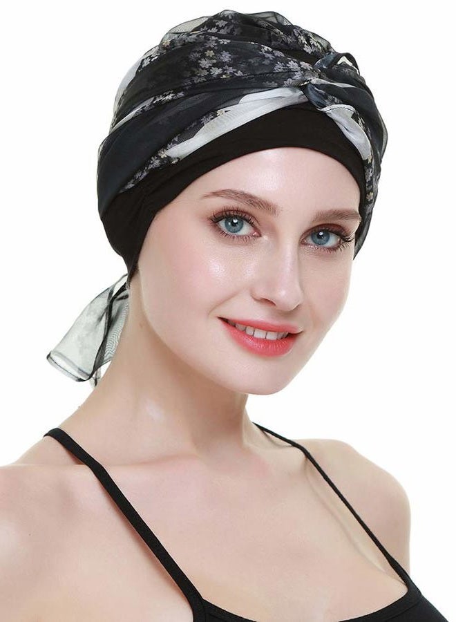 FocusCare Chemo Headwear Turbans for Women Long Hair Head Scarf Headwraps Cancer Hats, Flower Star, One size - Image 3