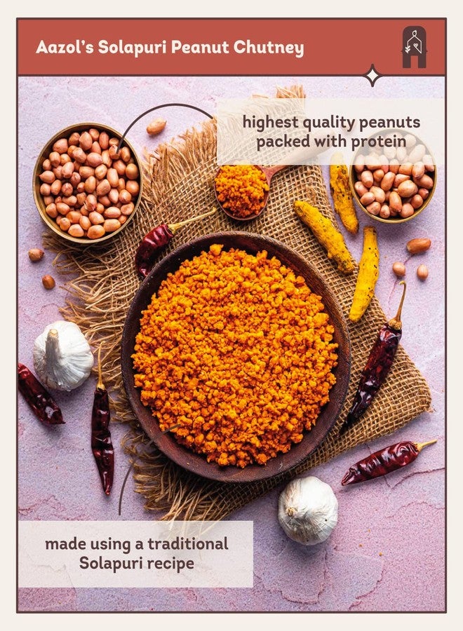 Aazol Solapuri Peanut Chutney (200 g) Pack of 1 | Mungfali/Shengdana Chutney | Protein-Rich Snack | Spicy Meal Accompaniment - Image 5