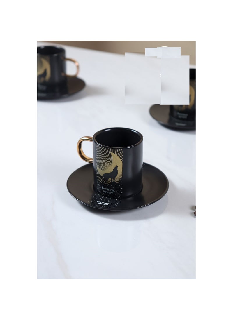 MARBLE - Black porcelain coffee set, 12 pieces, black marble CS361B - Image 1
