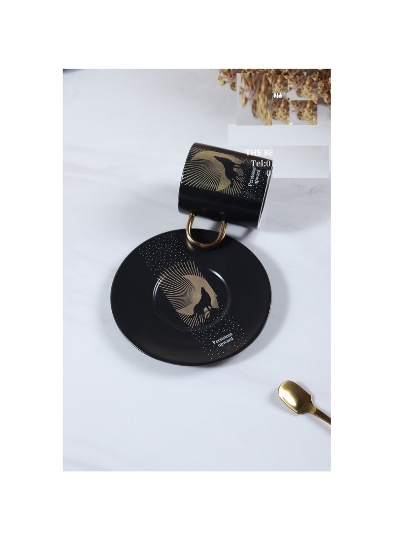 MARBLE - Black porcelain coffee set, 12 pieces, black marble CS361B - Image 1