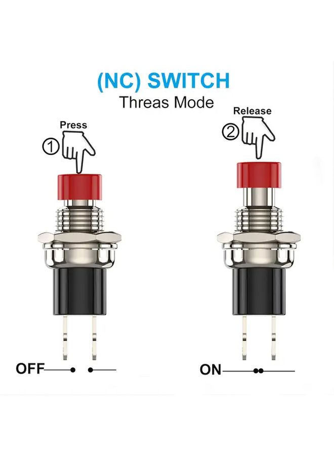 10pcs Momentary Mini Push Button Switch 1A 250VAC SPST NO NC Red Cap - Image 3