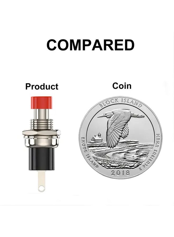 10pcs Momentary Mini Push Button Switch 1A 250VAC SPST NO NC Red Cap - Image 4