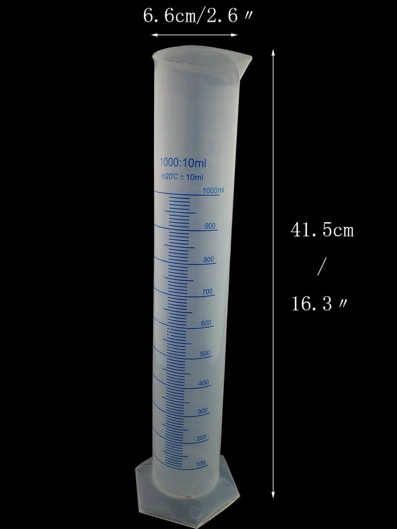 Winterworm Winterworm 1000ml Transparent Plastic Graduated Cylinder for Laboratory Tests  - Image 2