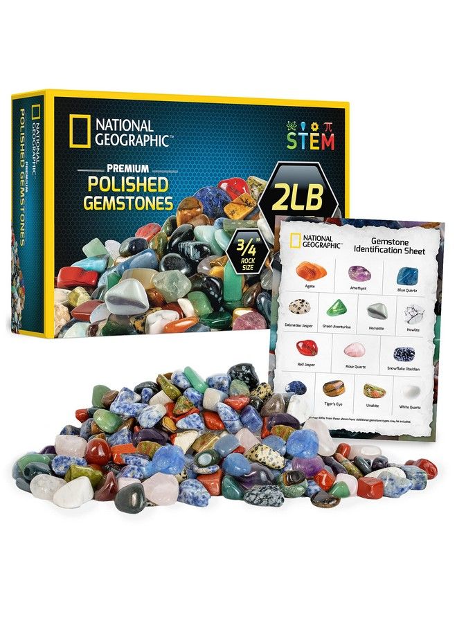 NATIONAL GEOGRAPHIC Premium Polished Stones 2 Pounds Of 3/4 Inch Tumbled Stones And Crystals Bulk 4500+ Carats Gemstones For Kids Rock And Mineral Kit Stem Toys - Image 1