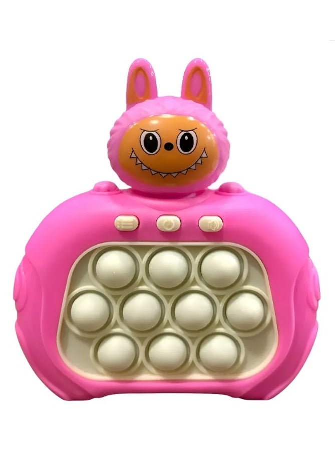 Monster Labubu Fast Push Intelligent Game - Controller Pop It Toys Handheld Game, Fast Puzzle Game Machine Bubble Pushing Toy for Stress Relief for Adults and Kids, 4 Modes (Pink)