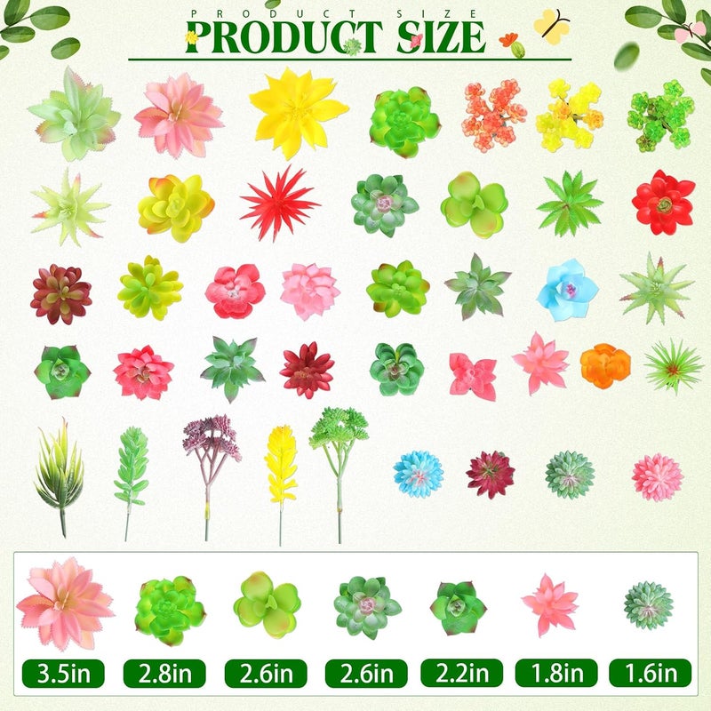 WILLBOND 100 Pcs Succulents Plants Artificial Fake Succulents Bulk Artificial Succulents Unpotted Realistic Plants Assorted Textured Succulent Succulent Plastic Cactus Stems Decoration (Fresh Style) - Image 2