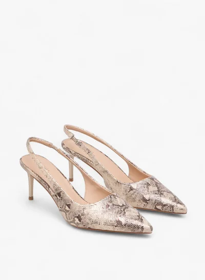 Flora Bella By Shoexpress Women Textured Slingback Shoes with Stiletto Heels