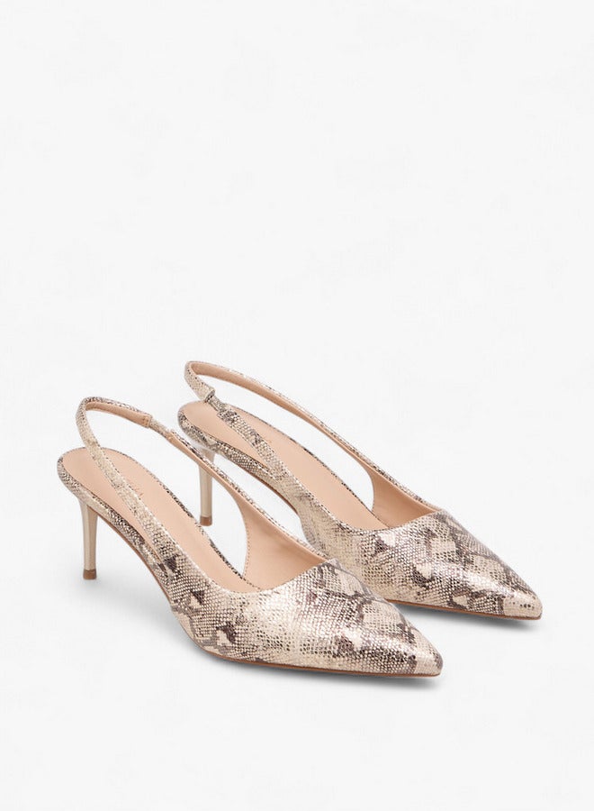 Flora Bella By Shoexpress Women Textured Slingback Shoes with Stiletto Heels  - Image 1