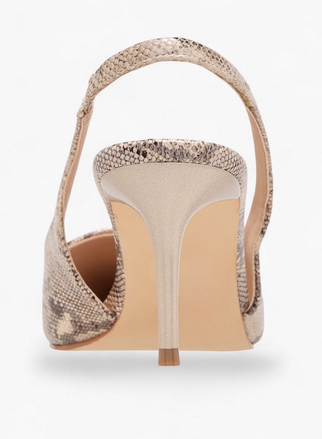 Flora Bella By Shoexpress Women Textured Slingback Shoes with Stiletto Heels  - Image 5