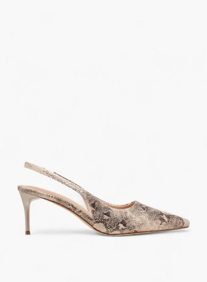 Flora Bella By Shoexpress Women Textured Slingback Shoes with Stiletto Heels