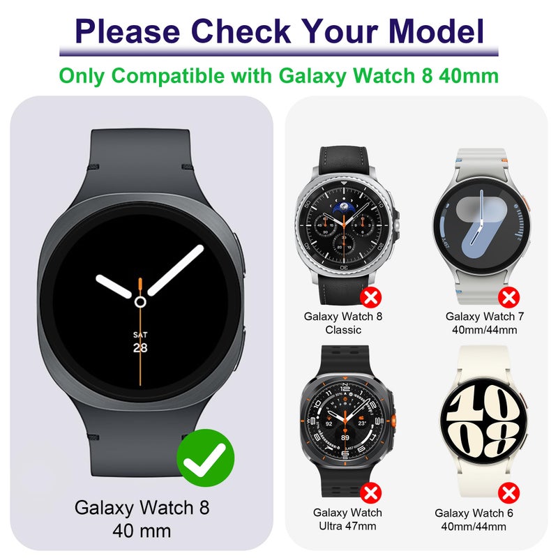 Bougraite 12 Pack Case for Samsung Galaxy Watch 8 40mm with Tempered Glass Screen Protector, Hard PC Scratch Resistant Protective Cover Compatible with Galaxy Watch 8 40mm - Image 2