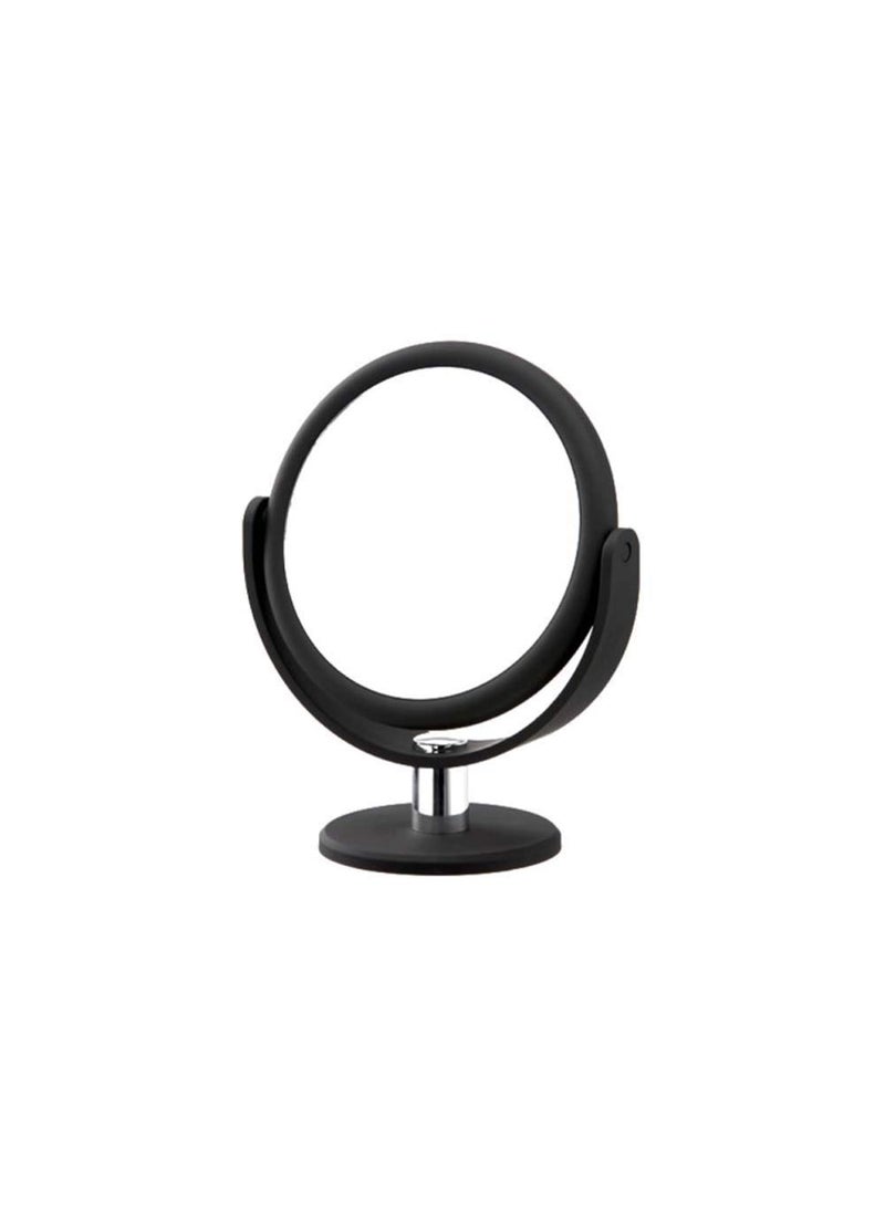 Danielle Danielle Creations 6.75-Inch Portable Two-Sided Vanity Round Vanity Makeup Mirror, No-Slip Soft Touch with 360 Rotation, 12x Magnification, Midnight Matte Black 