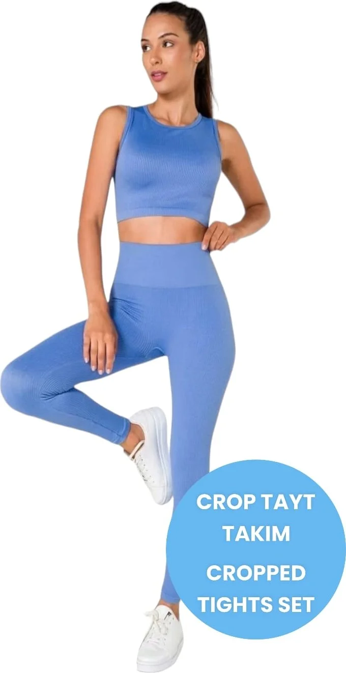Tezzgelsin Women's Sports Fitness Yoga Pilates High Waist Leggings-Crop Fitted Set