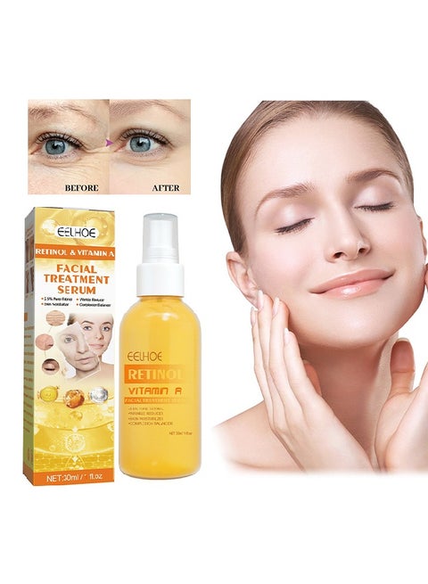 Retinol & Vitamin A Facial Treatment Serum 30ml,Replenish Moisture, Shrink Pores,Has The Effect Of Reducing Wrinkles And Fine Lines, Improving Skin Elasticity And Softness, Suitable For All Skin Types