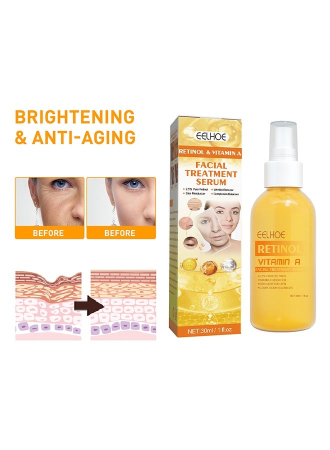 Retinol & Vitamin A Facial Treatment Serum 30ml,Replenish Moisture, Shrink Pores,Has The Effect Of Reducing Wrinkles And Fine Lines, Improving Skin Elasticity And Softness, Suitable For All Skin Types