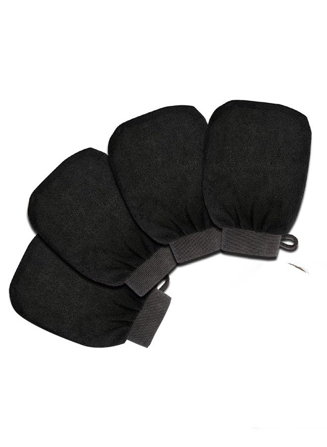 وهاواي 4 Pcs Exfoliating Gloves Exfoliating Body Scrubber Exfoliating Mitts for Body Exfoliating Gloves Dead Skin Exfoliator Scrubber for Women Bath Shower Spa (Black)  - Image 1