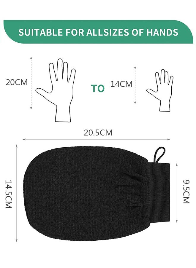 وهاواي 4 Pcs Exfoliating Gloves Exfoliating Body Scrubber Exfoliating Mitts for Body Exfoliating Gloves Dead Skin Exfoliator Scrubber for Women Bath Shower Spa (Black)  - Image 2