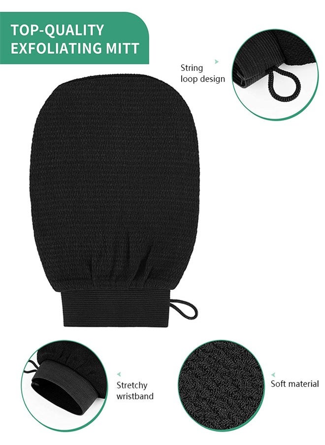 وهاواي 4 Pcs Exfoliating Gloves Exfoliating Body Scrubber Exfoliating Mitts for Body Exfoliating Gloves Dead Skin Exfoliator Scrubber for Women Bath Shower Spa (Black)  - Image 3