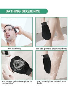 HAWAWA 4 Pcs Exfoliating Gloves Exfoliating Body Scrubber Exfoliating Mitts for Body Exfoliating Gloves Dead Skin Exfoliator Scrubber for Women Bath Shower Spa (Black)  - Image 5