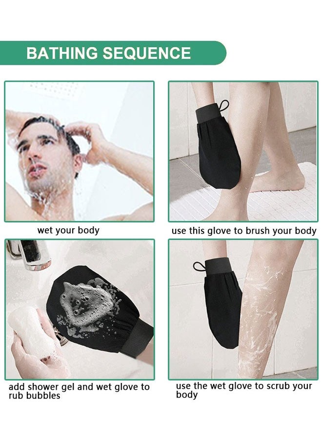 وهاواي 4 Pcs Exfoliating Gloves Exfoliating Body Scrubber Exfoliating Mitts for Body Exfoliating Gloves Dead Skin Exfoliator Scrubber for Women Bath Shower Spa (Black)  - Image 5