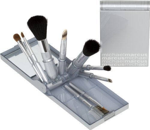 Michael Marcus 9 Piece Makeup Brush Set with Case Portable Professional Blending Brushes for Foundation Powder Eyeshadow Eye Contour Blush Eyeliner Lip