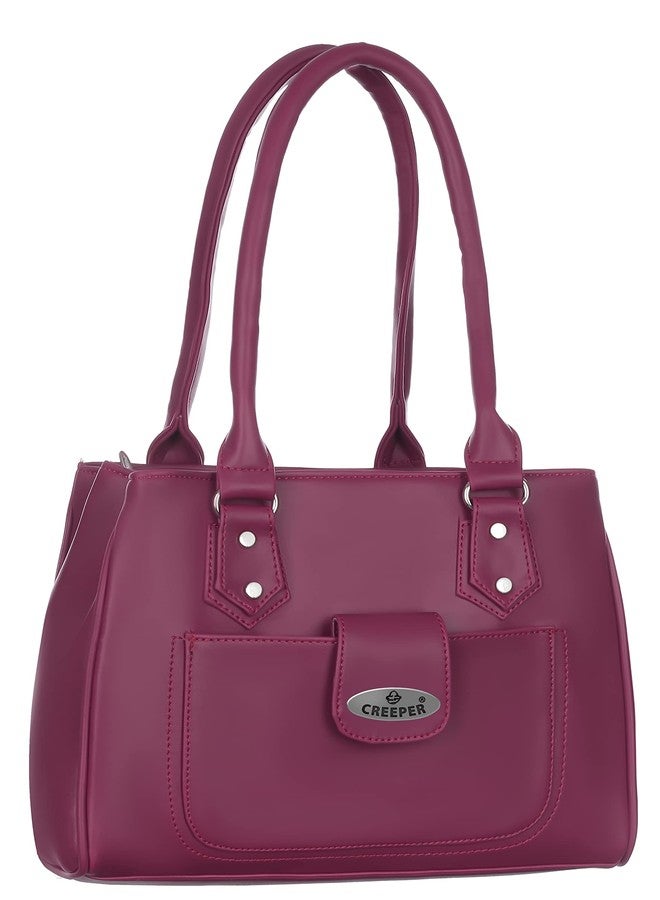 creeper Women’s PU Leather Top Handle Handbag | Stylish Shoulder Purse for Girls & Ladies | Large Capacity Multi-Pocket Tote Bag for Office, College, Travel & Daily Use (Maroon) - Image 4