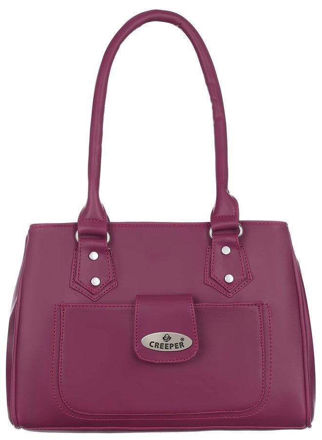 creeper Women’s PU Leather Top Handle Handbag | Stylish Shoulder Purse for Girls & Ladies | Large Capacity Multi-Pocket Tote Bag for Office, College, Travel & Daily Use (Maroon) - Image 1