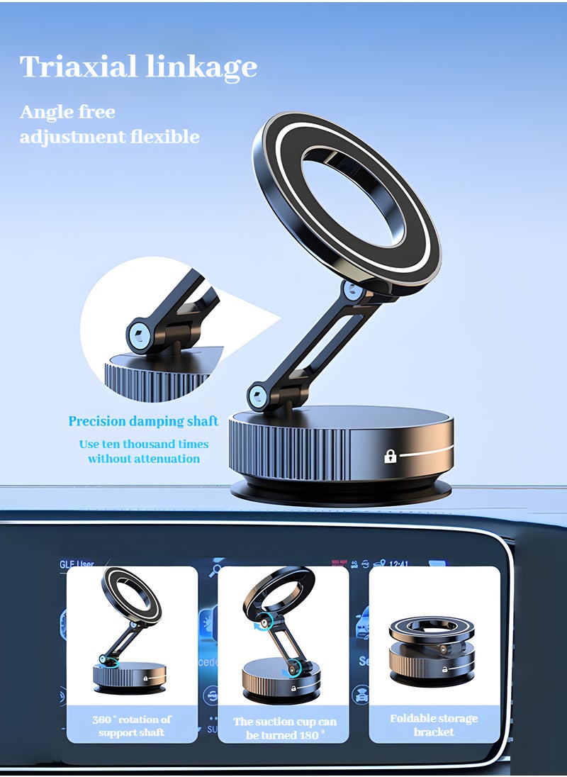 Generic - Vacuum Magnetic Suction Cup Phone Mount 360° Rotation Base HandsFree Adjustable Magnetic Car Phone Holder Magnetic Phone Holder Suitable for Car/Gym/Mirror/Smooth Surface - Image 1