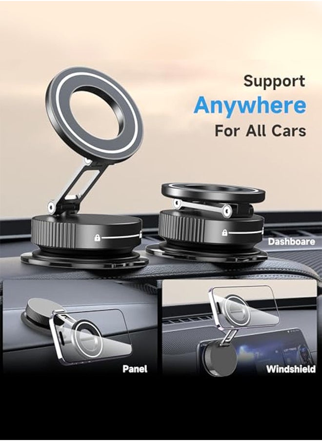 Generic - Vacuum Magnetic Suction Cup Phone Mount 360° Rotation Base HandsFree Adjustable Magnetic Car Phone Holder Magnetic Phone Holder Suitable for Car/Gym/Mirror/Smooth Surface - Image 1
