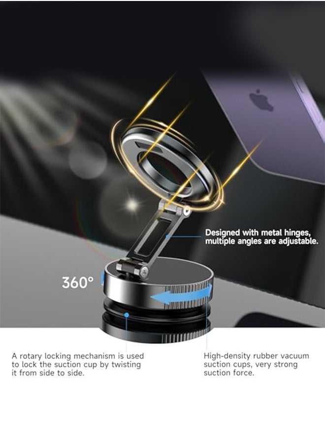 Generic - Vacuum Magnetic Suction Cup Phone Mount 360° Rotation Base HandsFree Adjustable Magnetic Car Phone Holder Magnetic Phone Holder Suitable for Car/Gym/Mirror/Smooth Surface - Image 1