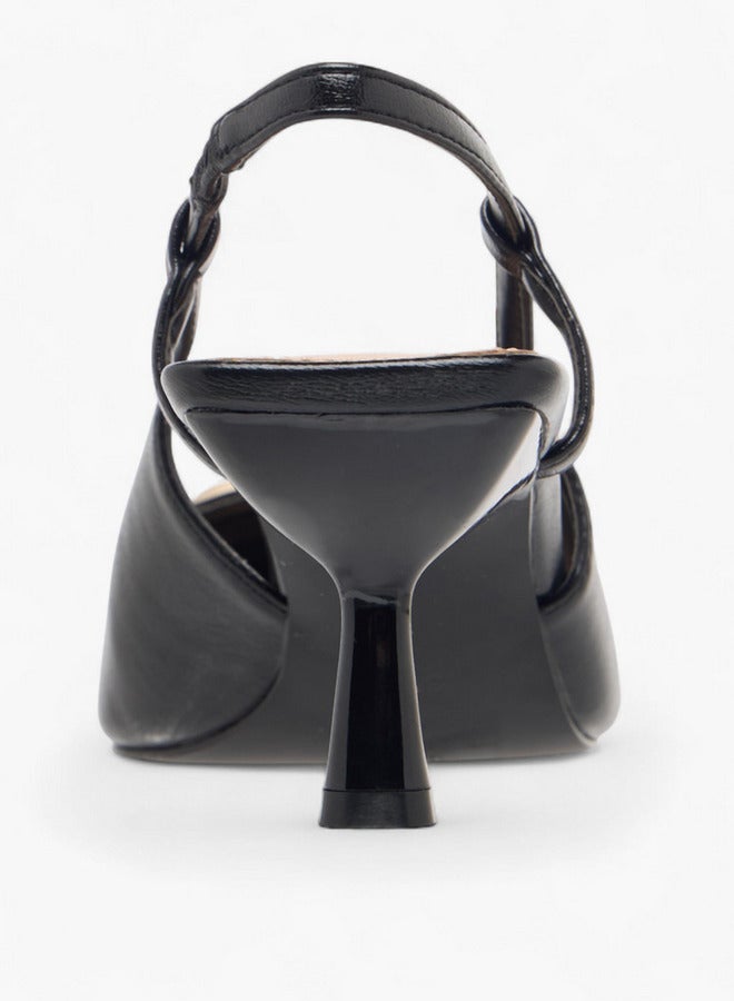 Paprika Metal Accent Slingback Shoes with Kitten Heels  - Image 5