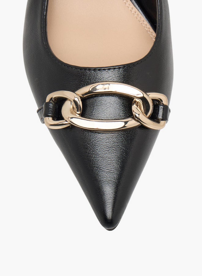 Paprika Metal Accent Slingback Shoes with Kitten Heels  - Image 4