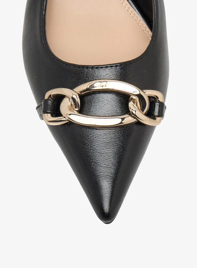 Paprika BLACK Metal Accent Slingback Shoes with Kitten Heels for Women | Best Price UAE