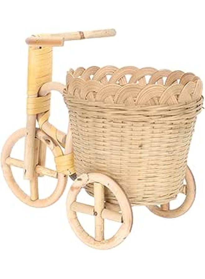 سلة أقلام منسوجة دراجة ثلاثية العجلات ديكور للمكتب المنزل مكتب منظّم للتخزين - Image 1