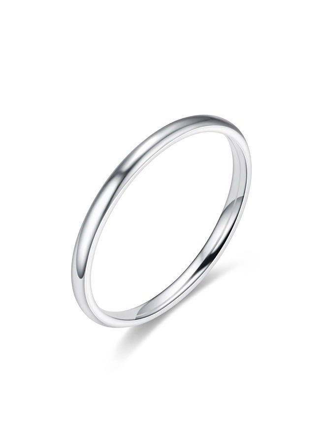 Moplusea 2mm Stainless Steel Classical Plain Stacking Band Statement Wedding Promise Ring For Women Girls, stainless steel, No Gemstone - Image 1