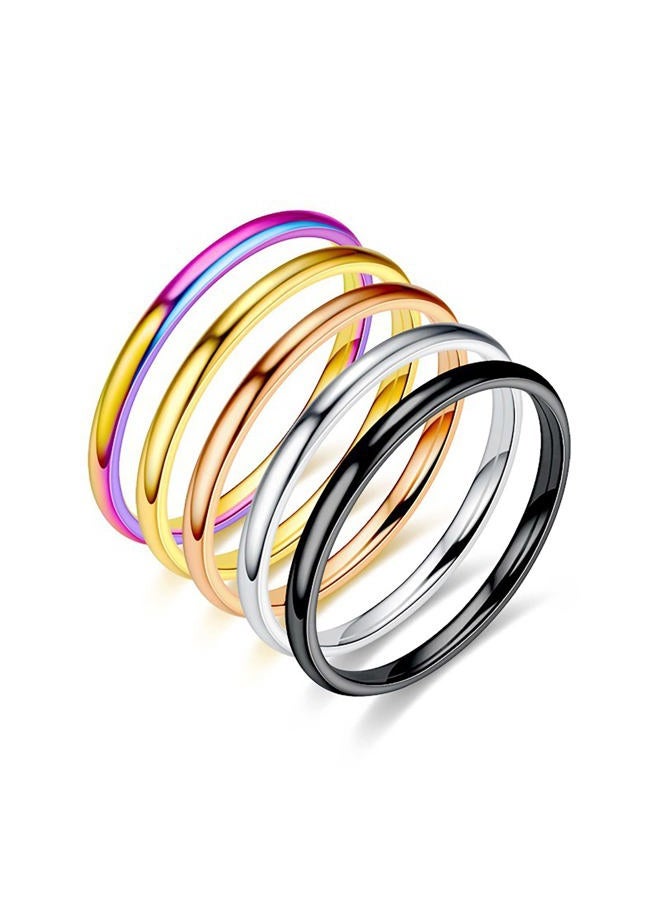 Moplusea 2mm Stainless Steel Classical Plain Stacking Band Statement Wedding Promise Ring For Women Girls, stainless steel, No Gemstone - Image 3