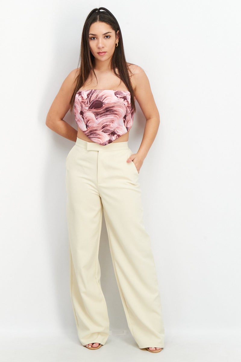 NA-KD Emma Ellingsen x NA-KD Women Straight Across Strapless Abstract Top, Multicolor - Image 4