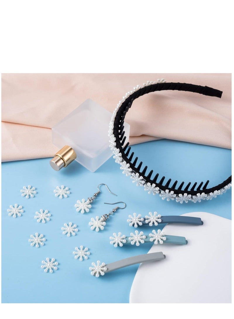 Captaintech 600pcs Snowflakes for Decoration, ABS Pearl-like Snow Craft Embellishment for Table Confetti Decor, Cute Glitter Snowflake Garland Oraments for DIY New Year Winter Party Scrapebooking - Image 3