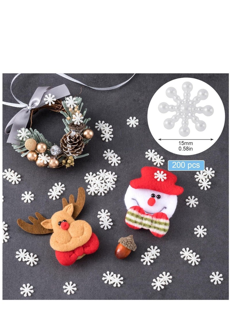 Captaintech 600pcs Snowflakes for Decoration, ABS Pearl-like Snow Craft Embellishment for Table Confetti Decor, Cute Glitter Snowflake Garland Oraments for DIY New Year Winter Party Scrapebooking - Image 2