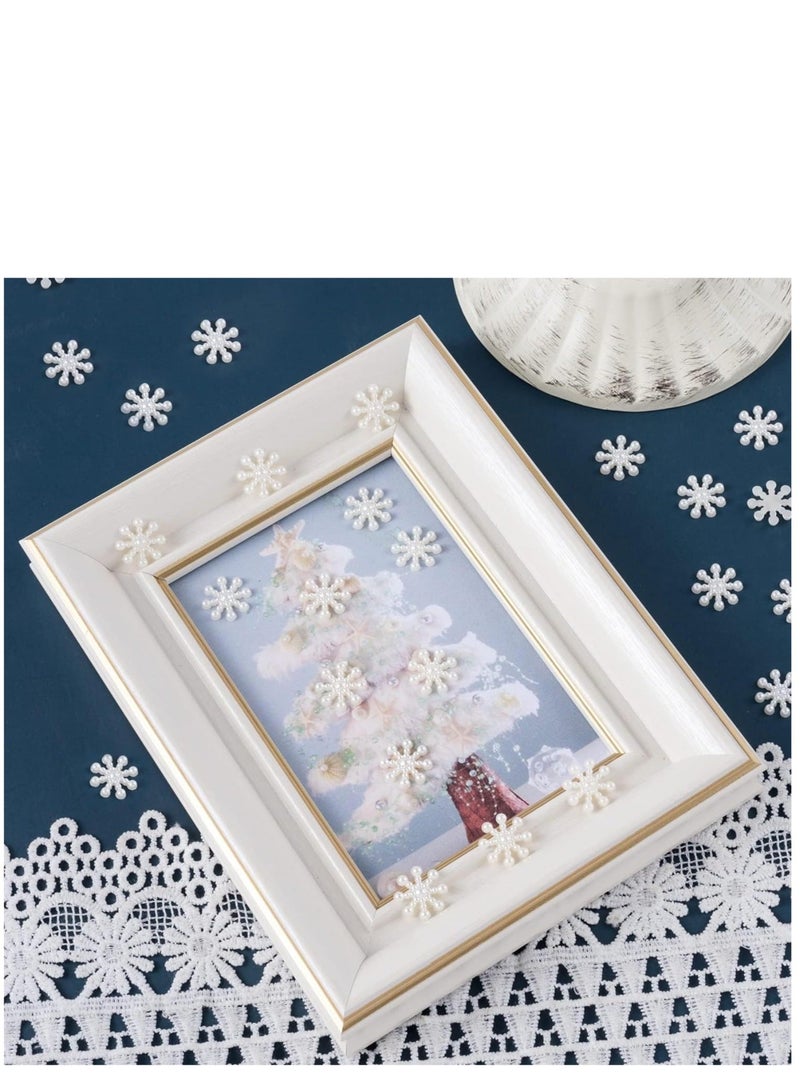 Captaintech 600pcs Snowflakes for Decoration, ABS Pearl-like Snow Craft Embellishment for Table Confetti Decor, Cute Glitter Snowflake Garland Oraments for DIY New Year Winter Party Scrapebooking - Image 4
