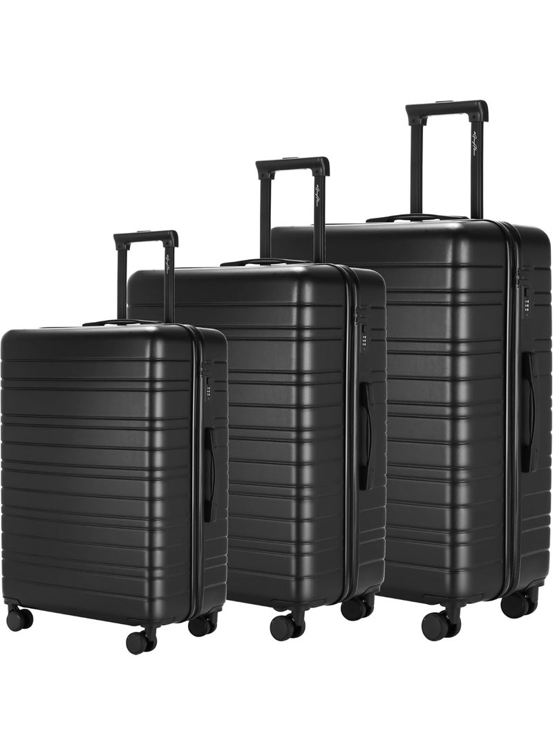 Favarey 3-Piece Luggage Sets (20", 24", 28"), Premium Carry-on Luggage, ABS+PC Hard Shell Travel Luggage Suitcase with Spinner Wheels, Carry on Luggage Set with TSA Lock (BLACK) - Image 1