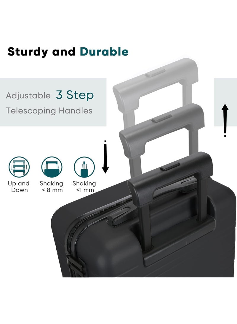 Favarey 3-Piece Luggage Sets (20", 24", 28"), Premium Carry-on Luggage, ABS+PC Hard Shell Travel Luggage Suitcase with Spinner Wheels, Carry on Luggage Set with TSA Lock (BLACK) - Image 2