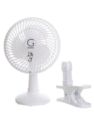 Genesis 6-Inch Clip Convertible Table-Top & Clip Fan Two Quiet Speeds - Ideal For The Home, Office, Dorm, More White - pzsku/ZE14B4FBD0D333B7111E0Z/45/1750945604/30c71c31-0ff7-4b6a-a56c-3d8ac2efdb5b