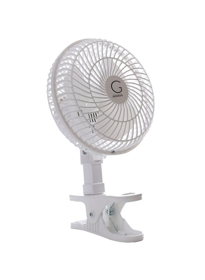 Genesis 6-Inch Clip Convertible Table-Top & Clip Fan Two Quiet Speeds - Ideal For The Home, Office, Dorm, More White