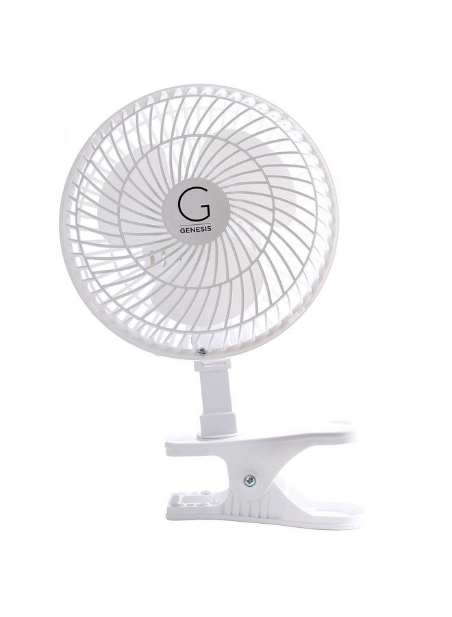 Genesis 6-Inch Clip Convertible Table-Top & Clip Fan Two Quiet Speeds - Ideal For The Home, Office, Dorm, More White