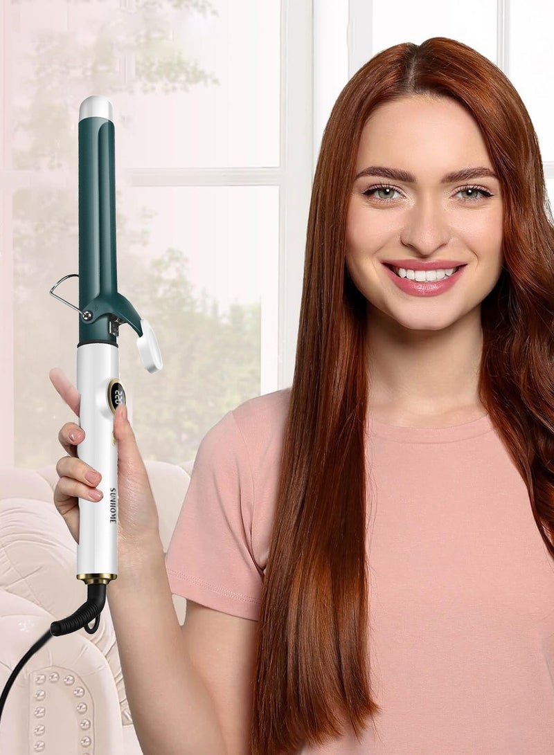 Sunhome Professional Hair Curler | 28mm Barrel For Versatile Styling |LCD Display for Temperature| Ceramic Coating For Smooth Curls With Advanced Temperature Control | SH-S878 White/Green White/Green - Image 2