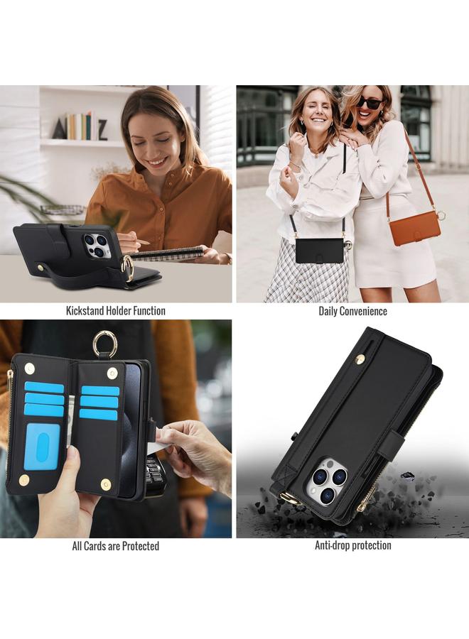 S-TOP Case For iPhone 11 Pro Max Crossbody Ring Multifunctional Wallet Leather Phone Case - Image 4
