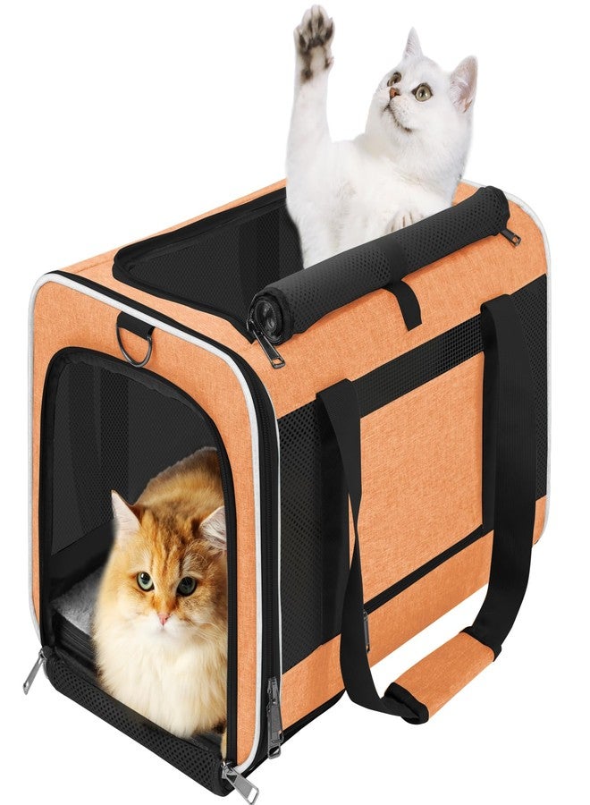 GAPZER Large Cat Carry Bag, Soft Shell Shih-Tzu Pet Transport Crate, 18x12x12 Top Opening Maltese-Dog Traveling Mesh Kennel 10 Pound, Big Bunny Rabbit Carrying Case Animal Carrier Kitty Product Orange - Image 1