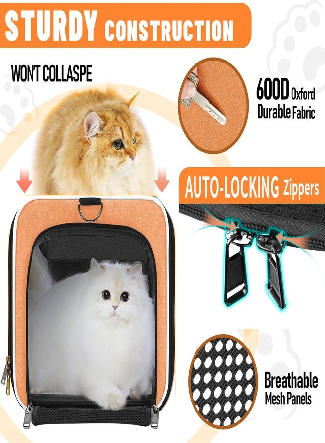 GAPZER Large Cat Carry Bag, Soft Shell Shih-Tzu Pet Transport Crate, 18x12x12 Top Opening Maltese-Dog Traveling Mesh Kennel 10 Pound, Big Bunny Rabbit Carrying Case Animal Carrier Kitty Product Orange - Image 2